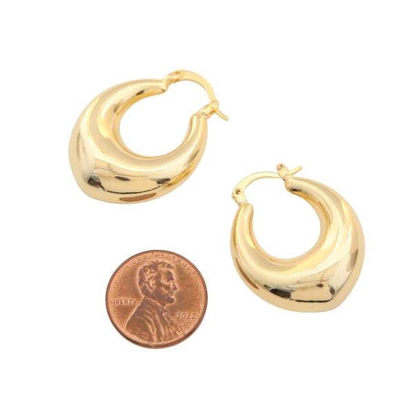 SODAJO GOLD FILLED BRASS OVAL HOOP EARRING