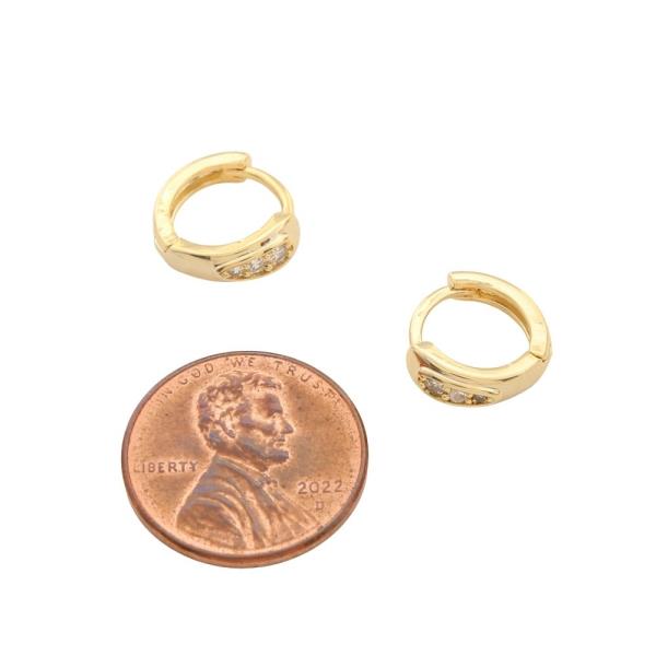SODAJO GOLD FILLED BRASS RHINESTONE SMALL HOOP EARRING