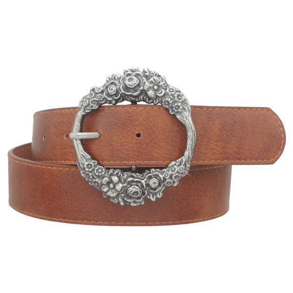 FLORETTE TEXTURE OVAL EYE BUCKLE BELT