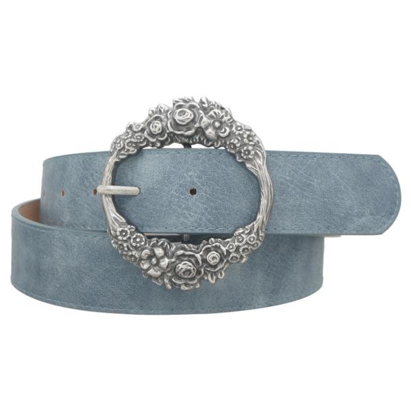 FLORETTE TEXTURE OVAL EYE BUCKLE BELT