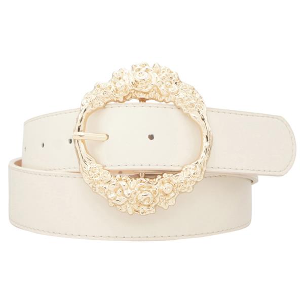 FLORETTE TEXTURE OVAL EYE BUCKLE BELT