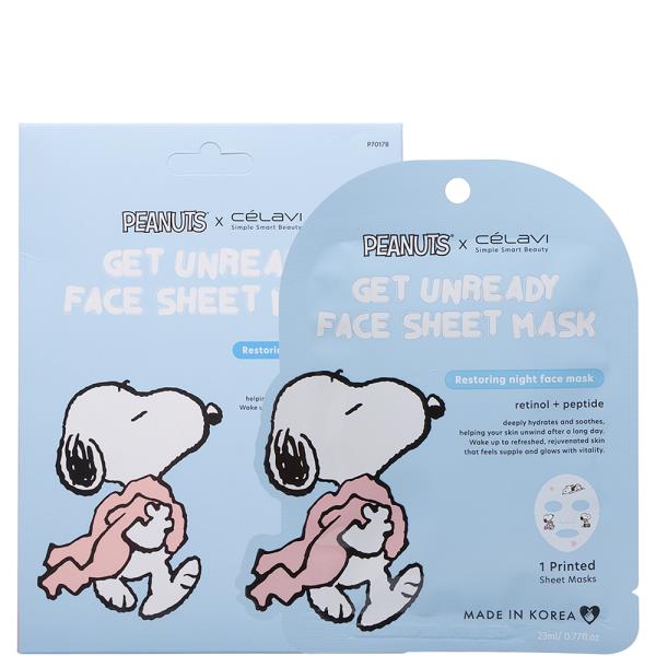 CELAVI X PEANUTS 5PC PRINTED GET UNREADY FACE SHEET MASK SET