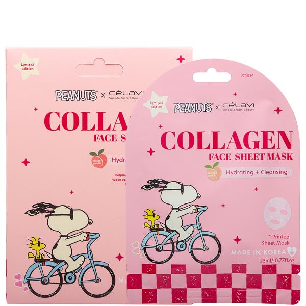 CELAVI X PEANUTS COLLAGEN FACE 5PC PRINTED SHEET MASK SET