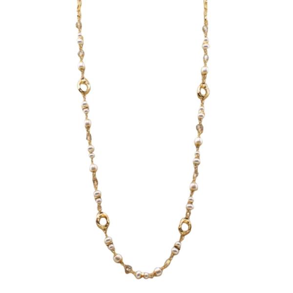 MULTI BEAD GOLD ACCENT NECKLACE
