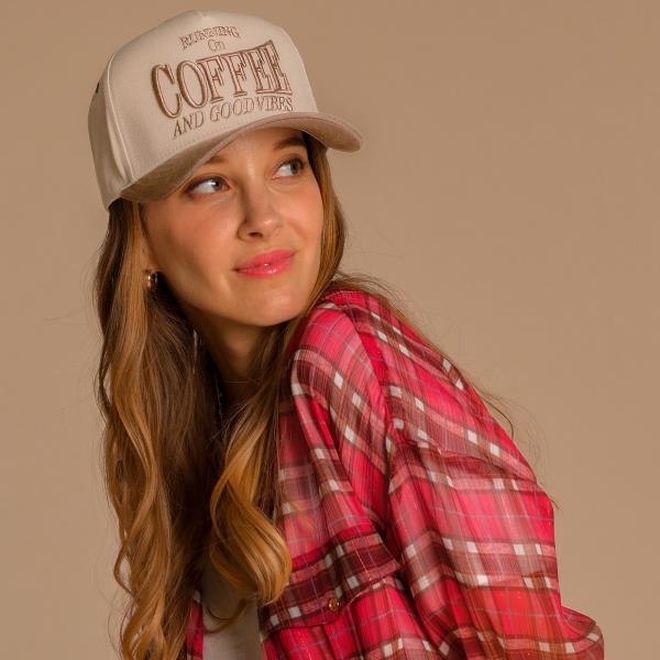 CC RUNNING ON COFFEE AND GOOD VIBES TRUCKER CAP