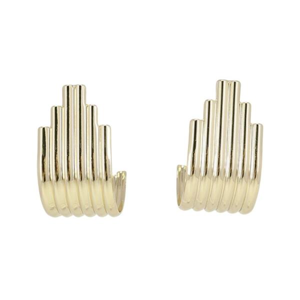 METAL TEXTURED MULTI BAR CURVED EARRING