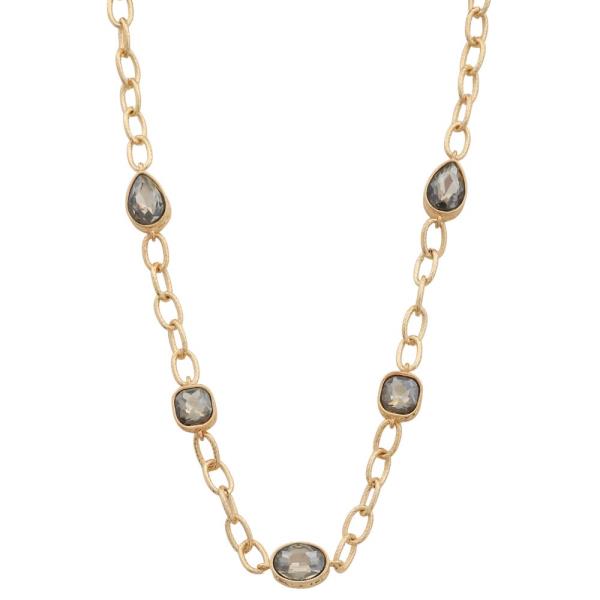 OVAL TEARDROP CRYSTAL STATION NECKLACE