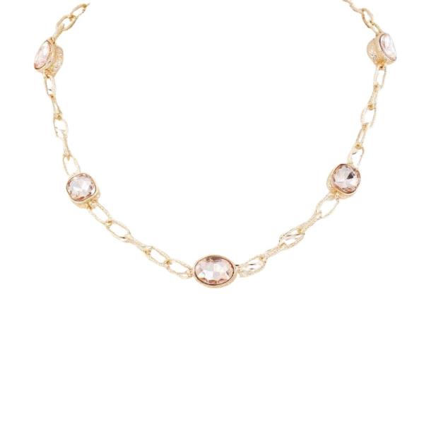 OVAL TEARDROP CRYSTAL STATION NECKLACE