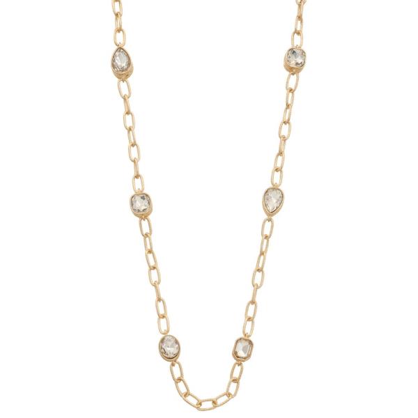 TEARDROP CUBE STONE STATION METAL NECKLACE