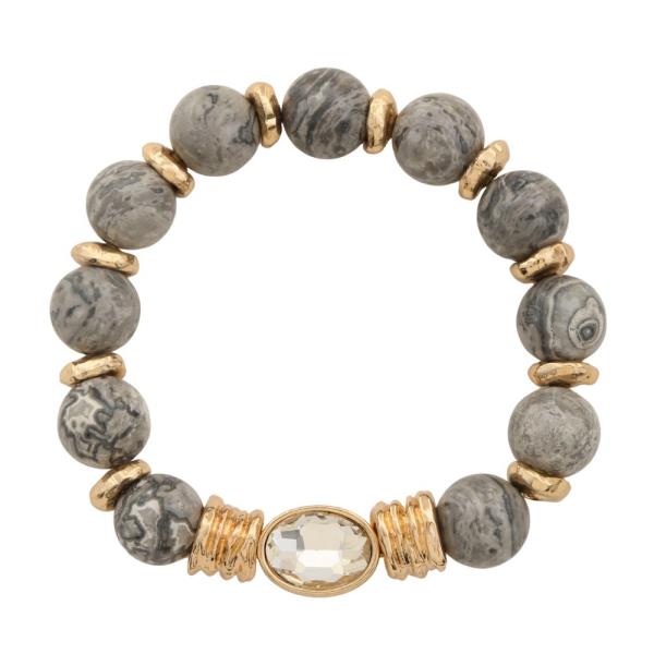 MARBLE BEAD OVAL CRYSTAL BRACELET