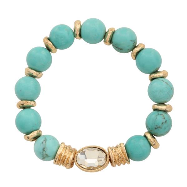 MARBLE BEAD OVAL CRYSTAL BRACELET