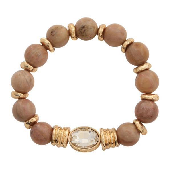 MARBLE BEAD OVAL CRYSTAL BRACELET