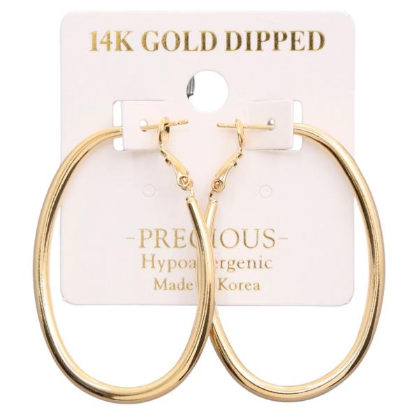 14K GOLD DIPPED OVAL SHAPE HOOP EARRING