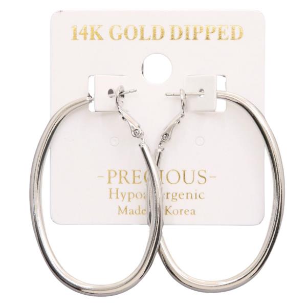 14K GOLD DIPPED OVAL SHAPE HOOP EARRING
