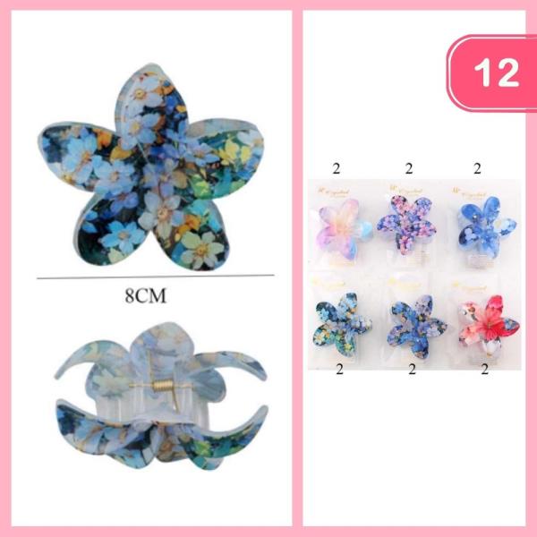 HAWAII FLOWER HAIR CLAW CLIP (12 UNITS)