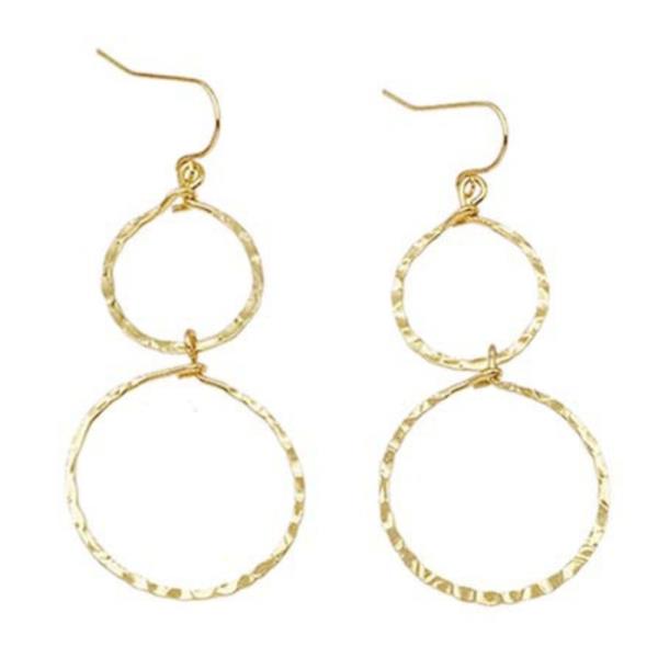 DOUBLE CIRCLE METAL DANGLE EARRING