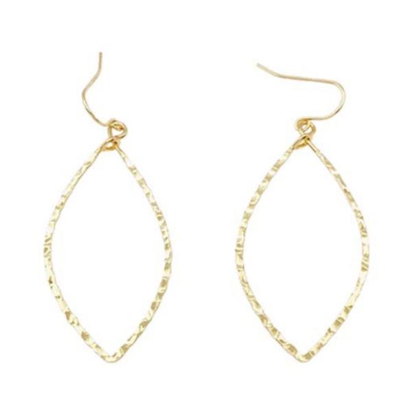 POINTED OVAL METAL DANGLE EARRING