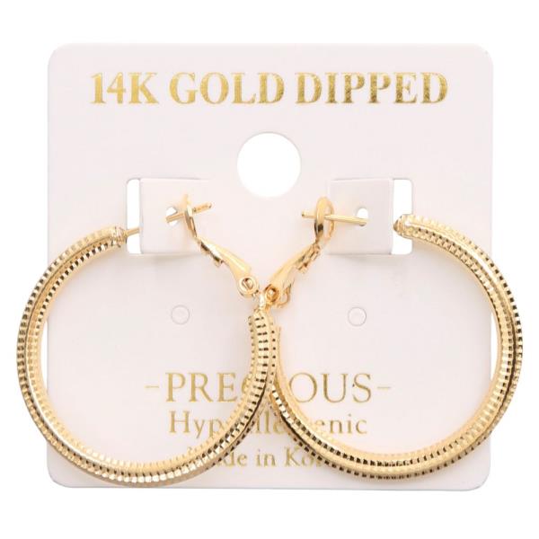 14K GOLD DIPPED TEXTURED HOOP EARRING