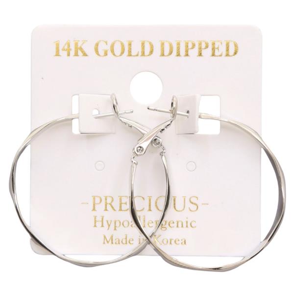 14K GOLD DIPPED BENT METAL HOOP EARRING