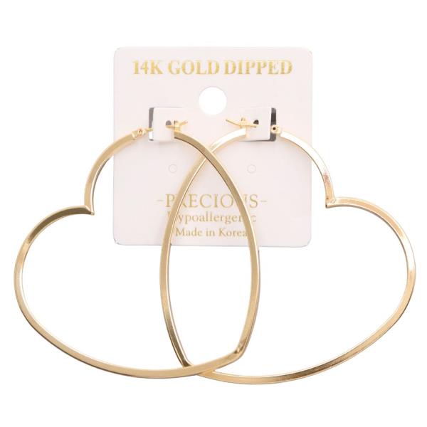 14K GOLD DIPPED HEART SHAPE HOOP EARRING