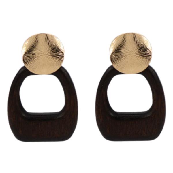 BENT METAL WOOD SHAPE EARRING