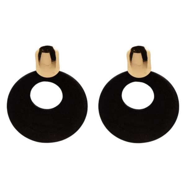 WOODEN SHAPE METAL EARRING
