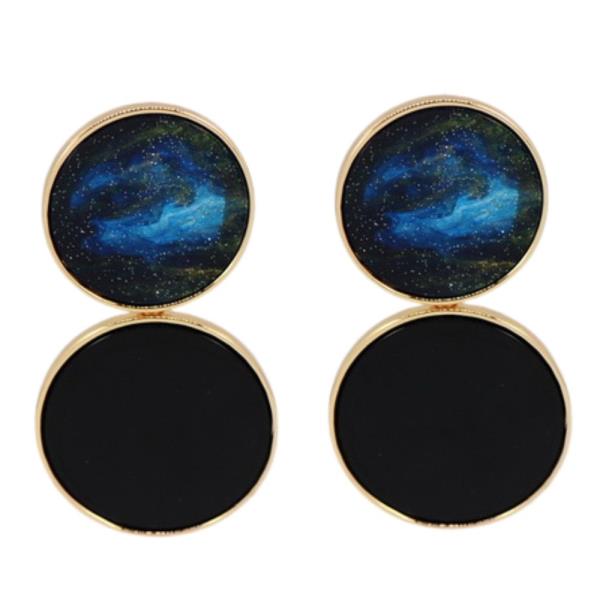 ACETATE DOUBLE CIRCLE LINK DANGLE EARRING