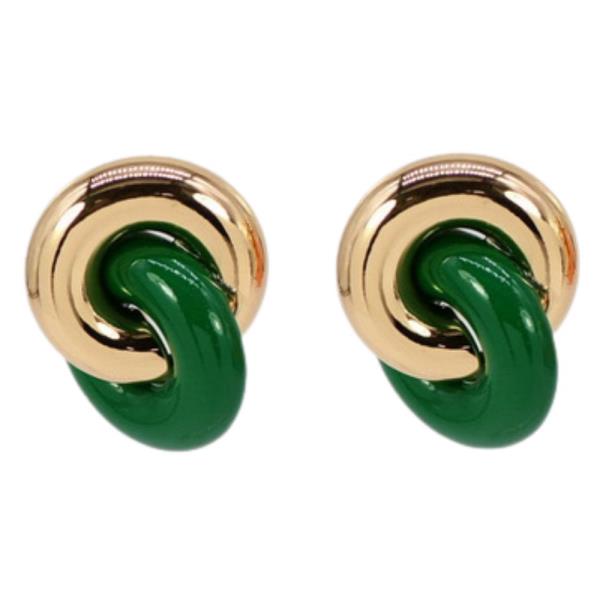 TWO TONE COLOR METAL CIRCLE LINK EARRING