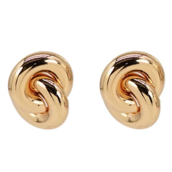 TWO TONE COLOR METAL CIRCLE LINK EARRING