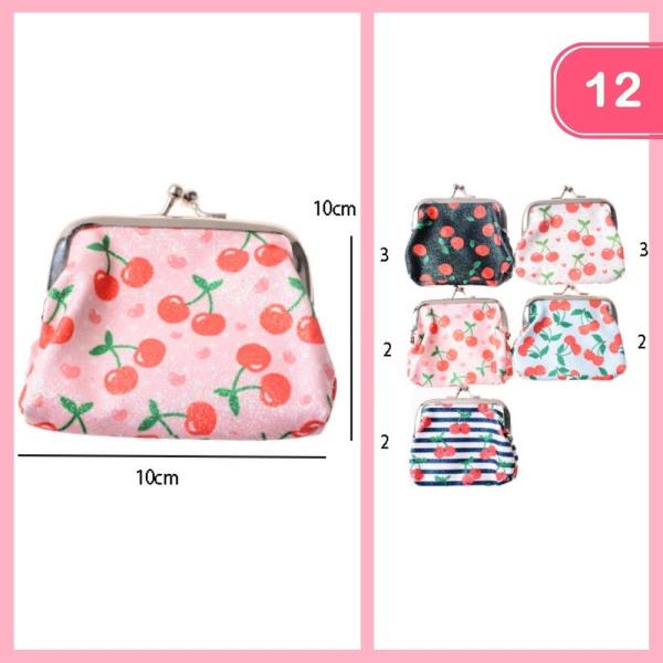 CHERRY PRINT COIN PURSE (12 UNITS)