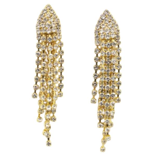 RHINESTONE METAL DANGLE EARRING