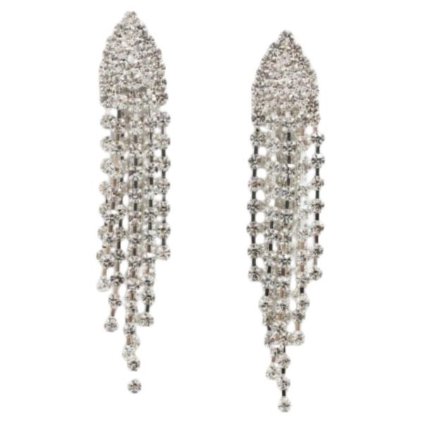 RHINESTONE METAL DANGLE EARRING