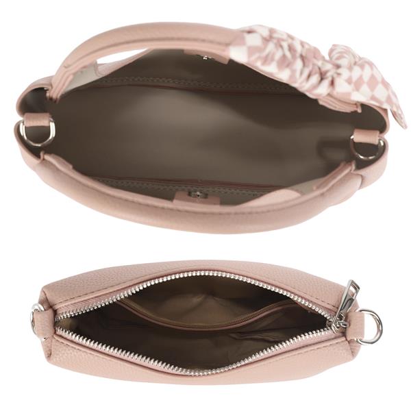 2IN1 SMOOTH CURVE ROUND SCARF SATCHEL W ZIP BAG SET