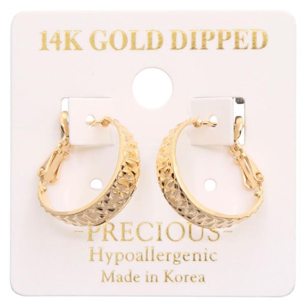 14K GOLD DIPPED TEXTURED EDGE HOOP EARRING