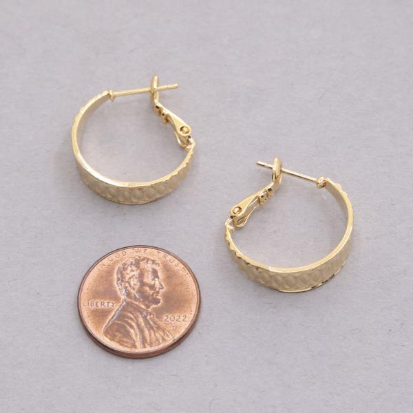 14K GOLD DIPPED TEXTURED EDGE HOOP EARRING
