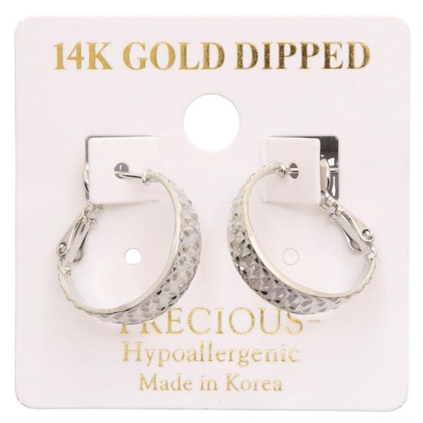 14K GOLD DIPPED TEXTURED EDGE HOOP EARRING