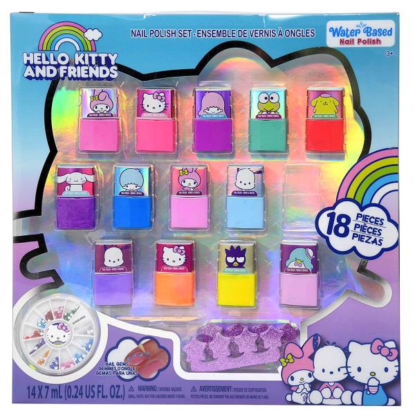 HELLO KITTY AND FRIENDS 14 NAIL POLISH SET W ACCESSORIES
