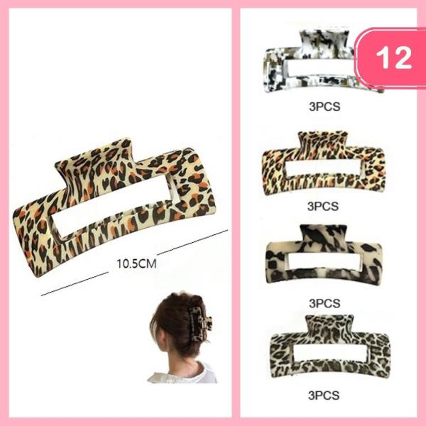 LEOPARD PRINT HAIR CLAW CLIP (12 UNITS)
