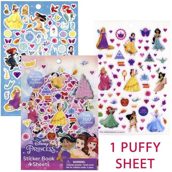 PRINCESS STICKER BOOK WITH PUFFY STICKERS 4 SHEET
