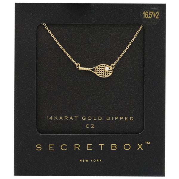 SECRET BOX RACKET CHARM GOLD DIPPED NECKLACE
