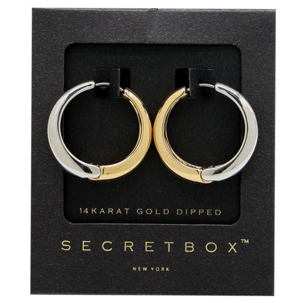 SECRET BOX TWO TONE HOOP GOLD DIPPED EARRING
