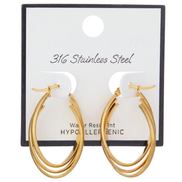 TRIPLE OVAL STAINLESS STEEL EARRING