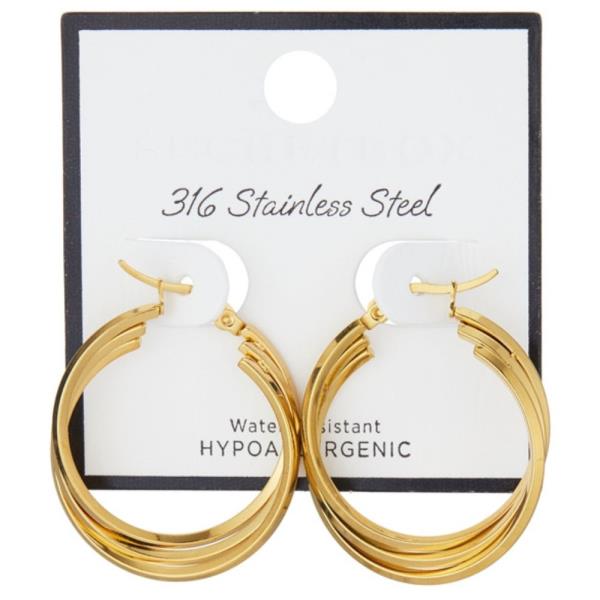 TRIPLE HOOP STAINLESS STEEL EARRING
