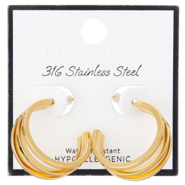 TRIPLE OPEN HOOP STAINLESS STEEL EARRING