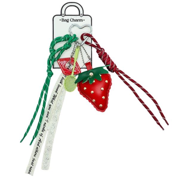 STRAWBERRY MINI PURSE ROPE BAG CHARM KEYCHAIN