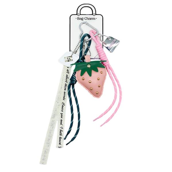 STRAWBERRY MINI PURSE ROPE BAG CHARM KEYCHAIN