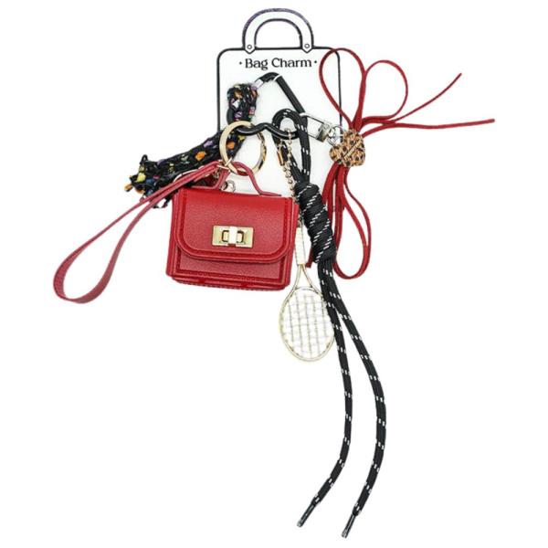 PURSE TENNIS RACKET ROPE BAG CHARM KEYCHAIN