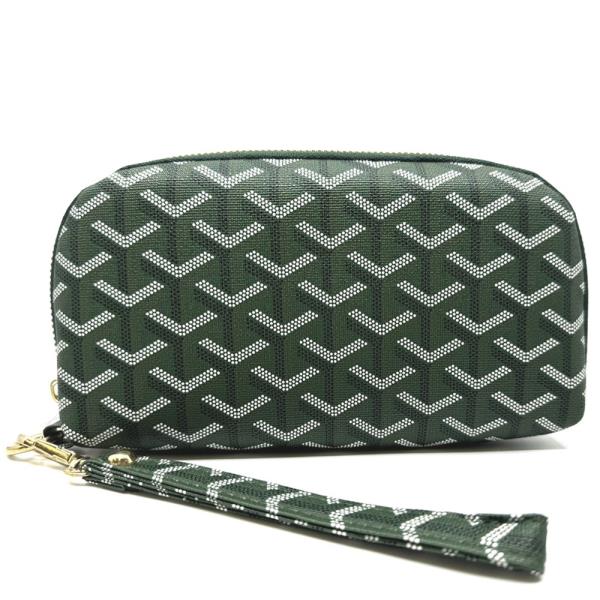 FAUX LEATHER GEOMETRIC PATTERN WRISTLET WALLET