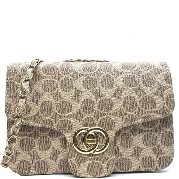 CIRCLE PATTERN CHAIN STRAP SHOULDER BAG