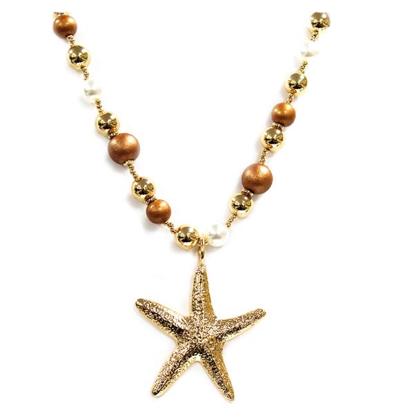 STARFISH PENDANT BALL BEAD NECKLACE